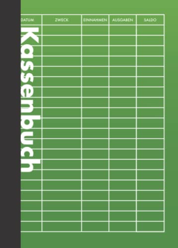 Kassenbuch A6 Grün: 110 Seiten - 55 Blatt | Einfaches Einnahmen - Ausgaben Buch | Handliches Format
