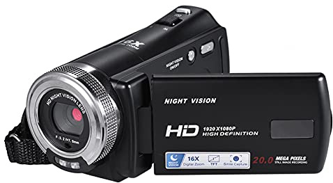 Andoer V12 1080P Full HD 16X Digitaler Zoom Aufnahme Camcorder Handheld Camcorder mit 3,0 Zoll drehbarem LCD-Bildschirm max. 30 Megapixel unterstützen Nachtsicht