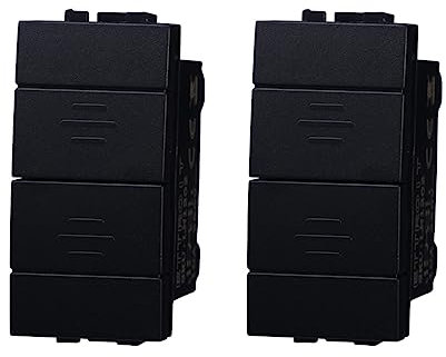 2 Pezzi Commutatore 2P 10A, Pulsante Tapparelle, Compatibile Con Bticino Living Light (Nero)