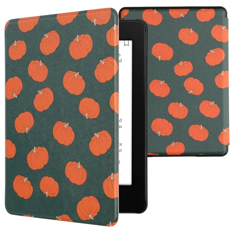 kwmobile Klapphülle kompatibel mit Amazon Kindle Paperwhite 11. Generation 2021 Hülle - Flipcase für Kindle Paperwhite Hülle mit Magnetverschluss - Kleine Kürbisse