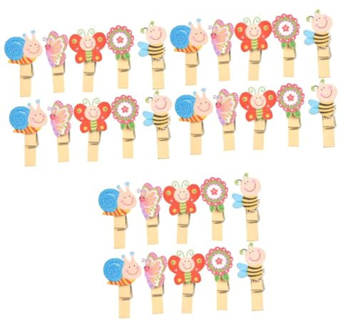 TEHAUX 120pezzi Mollette Portafoto Legno con Design Cartone di Frutta e Animali Lumaca e Farfalla Clip Decorative per Memo e Foto per Feste e Decorazioni Murali