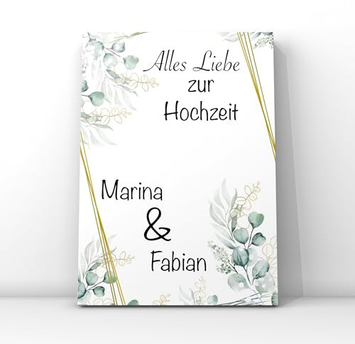 Hochzeitskarte personalisiert/Hochzeitskarte Eukalyptus personalisiert (Klappkarte)