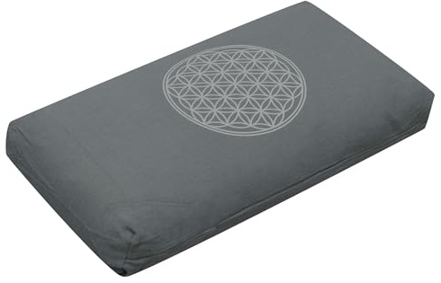 Yogistar Yogakissen Klein Blume des Lebens mit Bio Dinkelspelz-Füllung Graphit Baumwolle