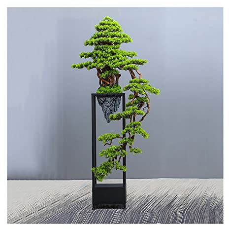 Künstlicher Bonsai Große künstliche Bonsai-Kiefer, künstliche Topfpflanze, dekorativer Bonsai mit Blumenständer, Boden-Kunstbaum-Topf-Ornamente Künstliche Zimmerpflanzen im Topf ( Color : B )