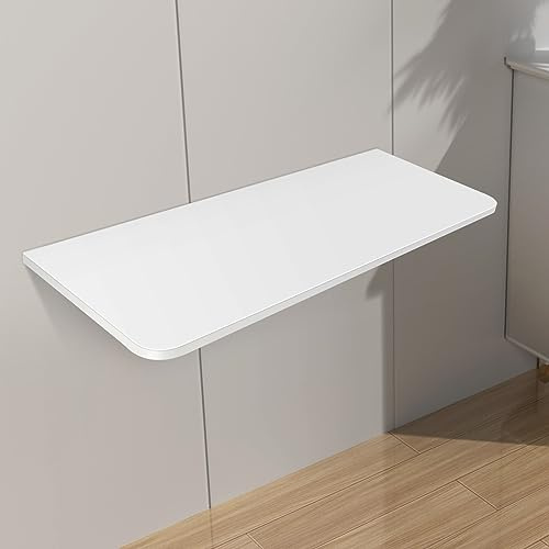 HUOLE Mesa Plegable de Pared para Cocina, Tablero Repuesto, Estantería Comedor, Diseño Montado en la Pared, Madera Maciza - 60 * 30 * 1,6 cm, Blanco
