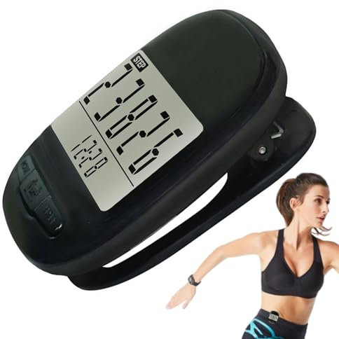 Contador de pasos con clip,Contador de pasos para caminar,Contador de calorías LCD digital grande con función de reloj | Contadores de pasos para personas mayores, podómetro portátil para caminar paso