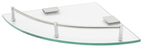 CLEADONG Glasregal Badezimmer, 23.5 * 23.5 * 4cm Glas Eckregal, Eckregal Glas Duschablage Glasregal Duschregal, Badezimmer Zubehör für Bad Schlafzimmer, Büro