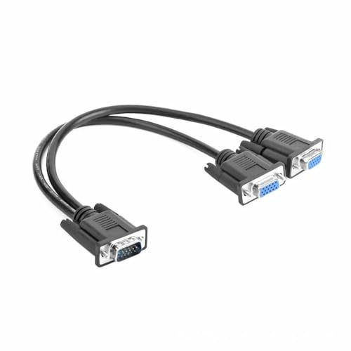 LIWEARE 30cm VGA Y Splitter Kabel, VGA 1 Stecker auf VGA 2 Buchse Adapterkabel Dual VGA Monitor Y Kabel für Bildschirm Duplikation, schwarz (keine Bildschirmerweiterung)