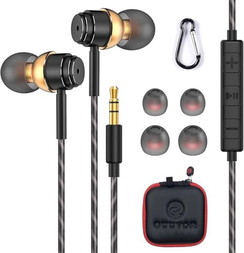 HOISTAC Écouteurs Intra-Auriculaires Filaires Jack 3,5mm, Écouteurs De Haute Qualité avec Microphone Et Contrôleur, Puissant avec Basses, Appels HD sans Bruit, pour Téléphone,Ordinateur,Tablette,MP3