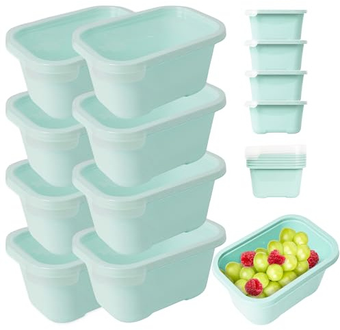 Mypicompany. Recipientes Herméticos para Alimentos, 8 Piezas (8 x 750ml). Envases para Alimentos Aptos para Microondas y Lavavajillas. Envases de Plastico con Tapa Color Verde.