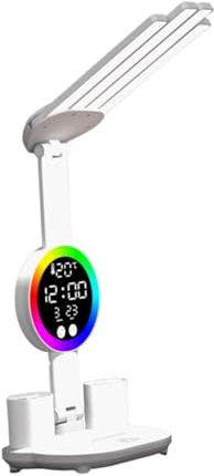 F Fityle Schreibtischlampe, Leselampe, Touch-Steuerung, Bürolampe, praktisch, Mehrzweck, mit Uhr, Datum, Temperatur, Nachtlicht, Studienlicht, Ohne Lüfter