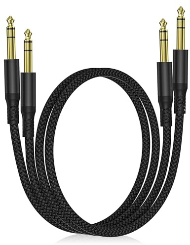 Elebase 6.35mm TRS Instrument Cable 1M 2P,1/4 Inch Male Guitar Cord 3.3FT | 6.3mm Jack Stereo Audio Music Lead,Quarter Inch Balanced Line for Electric Guitar,Bass,Keyboard,Mixer,Amp,Speaker,Equalizer