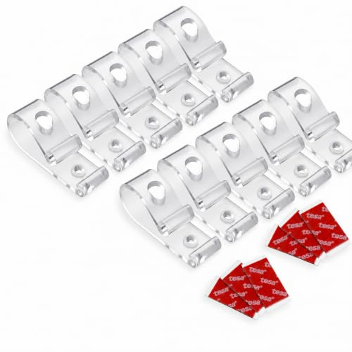 10 Stück Kettenhalter lang für Bedienketten - Kindersicherung ohne Bohren | sicherer Halt mit origninalem TESA Klebepad für Rollos, Jalousien, Plissees - optional zum Kleben oder Schrauben