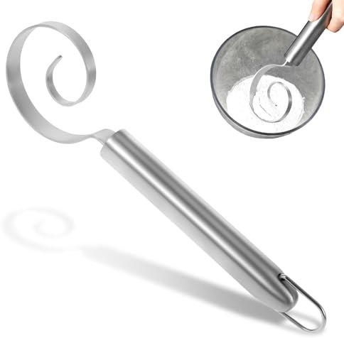 28cm Danish Dough Whisk for Sourdough, Stainless Steel Bread Whisk, Danish Dough Whisks with Hook for Cooking, Whisking, Pizza, Pastry,Cake Batter, and Biscuits
