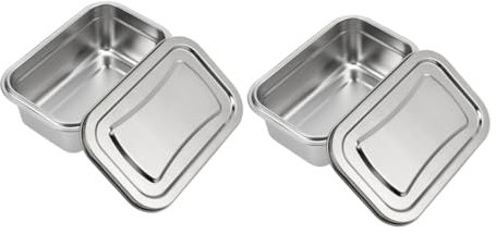 Alipis Lot De 2 Boîtes À Glace En Acier Inoxydable Argenté