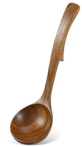 Alipis Mestolo Da Zuppa in Legno Naturale Manico Lungo Ergonomico Utensile Cucina Solido Sicuro Per Tutti i Tipi Di Cottura