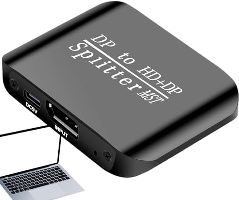 MWZBTG Divisor de monitor | Conmutador 4K DP distribuidor de monitor con pantalla dividida para dos pantallas – para PC portátil y presentaciones en la oficina en casa