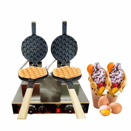 Máquina comercial para hacer waffles de burbujas: rotación de 180°, doble cabezal, calentamiento eléctrico, calentamiento instantáneo por ambos lados, 30 orificios, fácil de limpiar, para cafeterías