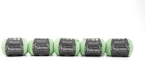 5 Pack of Luca-S Palermo 100% Mercerised Cotton Yarn, Oeko-Tex Certified Giza Cotton, 50g (1.8oz) 125m (136 Yards) - Knitting and Crochet Cotton Yarn, Durable Amigurumi & Baby Project Cotton