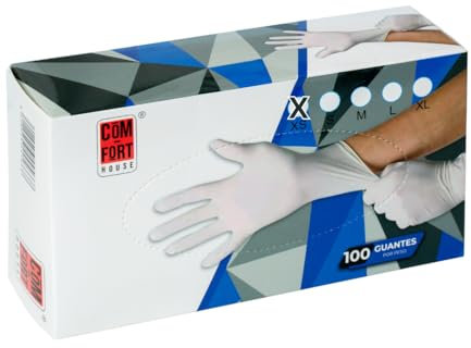 Mundo Home Guantes de Vinilo Desechables para Higiene y Protección - Guantes Vinilo Sin Polvo para Uso Médico y Cocina - Guantes Desechables Resistentes para Limpieza y Manipular Alimentos (100, XS)