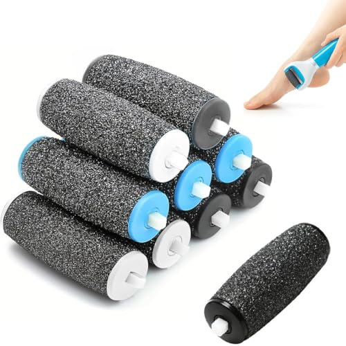 WUSJCOF 9 Pezzi Ricariche Extra Grosse Compatibili con Scholl Velvet Smooth,Set Pedicure per Rimuovere la Pelle Dura,Rullo di Ricambio in Pietra Pomice,Leviga Piedi,Rimuovi Calli Piedi Elettrico