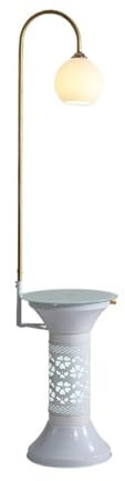 CJHFR472SG Moderne Lampadaire avec table, table d'appoint avec port de chargement USB, table de chevet moderne avec lampe for salon, chambre à coucher, chambre d'amis Decoration(Blanc)