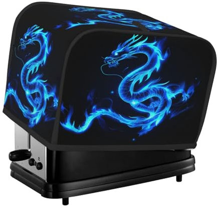 Mexpekil Blue Fiery Dragons Toaster-Abdeckung, 2 Scheiben, Brotbackmaschinen-Abdeckung, wasserdicht, Küche, kleines Gerät, staubdichte Abdeckungen, Toaster-Ofenschutz, Frauengeschenk