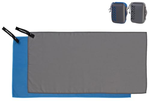 PEARL Quick Dry Handtuch: 2er-Set Mikrofaser-Handtücher, schnell trocknend, anthrazit & blau (Mikrofaser Handtücher klein, Microfaser Sporttuch, Fitness)