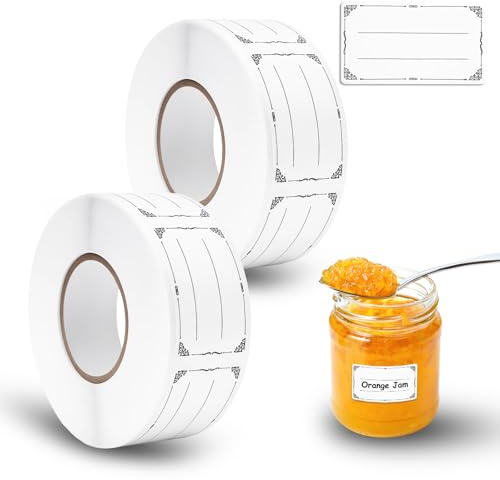 1200 Stück Etiketten Marmeladengläser, 3x5 cm Selbstklebende Etiketten Zum Beschriften, Aufkleber Etiketten Marmeladengläser, Ideal Für Küche, Tüten Und Geschenkverpackung (600 x 2 Rollen)