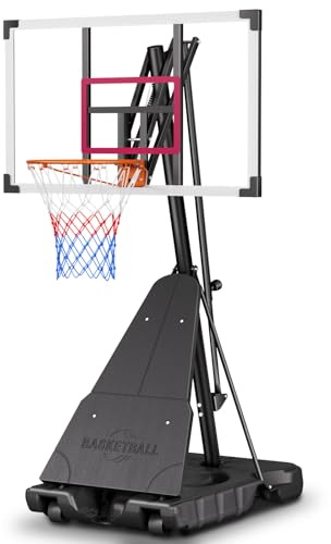 Asbest Basketball Hoop Outdoor 44 Backboard Instant Adjustment 5.09-10ft | Shatterproof Backboard Heavy-Duty Steel Basketball Goal System for Driveway, Backyard,All Ages