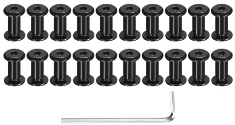 QUARKZMAN Möbelschrauben mit Hülse M4x6.5mm Hülsenschrauben 5x10mm 20 Stück | Sechskant Antrieb Bundschrauben Verbindungsschrauben Schwarz