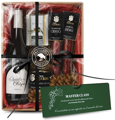 Cestas Navidad. Lote Navidad + Experiencia Cata De Vino Para Regalar Cofre | Regalo Cesta De Navidad Pack Regalo Vino Pack Gourmet para Regalo Ibéricos | Cofre Regalo Padre Navidad Gourmet Regalo