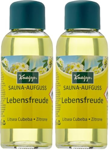 Kneipp Sauna Aufguss Lebensfreude, natürliche ätherische Öle der Litsea Cubeba & der Zitrone aktivieren Körper & Geist, vitalisiert die Sinne - ergiebiges Konzentrat für die Sauna, 100 ml (2er Pack)