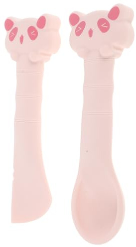HOODANCOS 2 Pezzi Set 2 Pezzi Cucchiaio per Cibo in Scatola per Gatti e Cani Apriscatole Integrato in Silicone Rosa, Utensile Multifunzionale per Alimentazione Precisa di Cibo Umido, Adatto