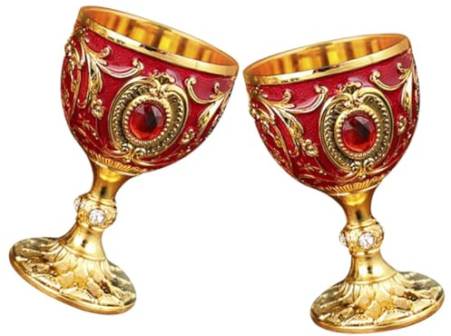 NUOBESTY Bicchieri da Liquore Vintage in Stile Europeo 30 Ml in Vetro Resistente Anti-rottura per Uso Domestico e Campeggio, Set da 2 Pezzi per Whisky, Cocktail e Vino