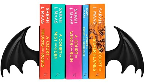 Metal Dragon Wing Bookends – Gothic Fantasy Book Holder Set | Heavy Duty Dragon Book Ends for Desk & Bookshelf Decor, Dark Gothic Decor Gift for Dragon Lovers