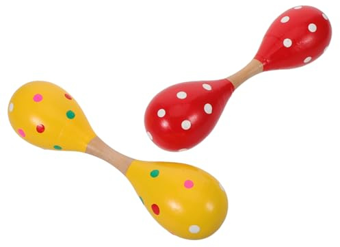 KOMBIUDA Maracas di Legno Doppie 2 Pezzi, Giocattolo Strumento Musicale Portatile Sicuro, Maracas lo Sviluppo Sensoriale e Motorio, Adatte a Ragazzo Ragazza e Viaggi