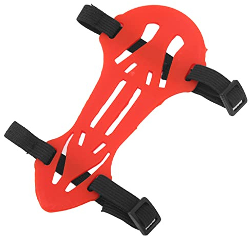 Chrees Armskydd för Bågskytte, Justerbara Säker Andningsbar SPG Rubber Recurve Bågarmsskydd med 2 Spännen 2 Remmar, för Barn Teenage Archers Summer (Röd)