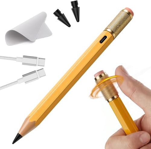 OMOTON SP02 Stylus Pen for iPad, Palm Rejection & Tilt Sensitivity, Yellow | iPad Pencil with Fidget Spinner, No Bluetooth Required for iPad 6-11th Gen, Pro 12.9/11/13 Inch M4, Air 3/4/5/M2/M3, Mini 5/6