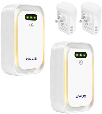 QWUE Air Purifier for Bedroom Home, 2PCS Mini Ionic Air Purifier Plug in UK, for Smokers,Pet, Toilets, Living Rooms, Bathrooms, Office, Garage,Instantly Cleans,Quiet Odour Remover,Filter-Free Purifier