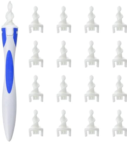 Pulisci Orecchie a Spirale in Silicone, Rimuovi Cerume in Modo Sicuro e Delicato, Kit per Pulizia Orecchie con 1 Impugnatura e 16 Punte Lavabili, Ideale per Adulti e Bambini (Confezione Singola)