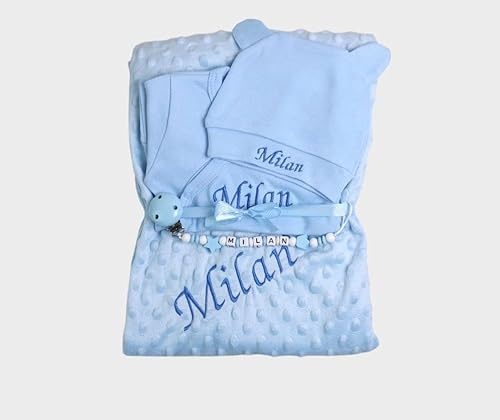 minisworld Baby Erstlingsset personalisiert Junge blau