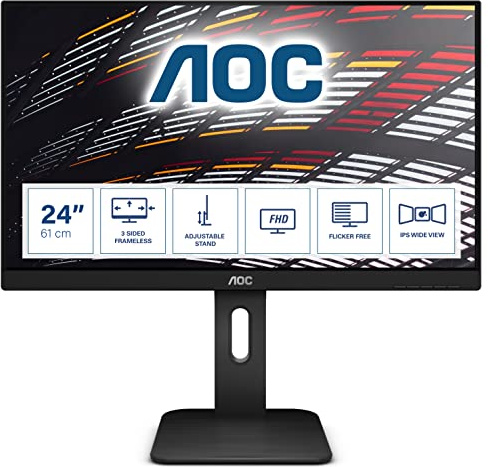 AOC X24P1 - 24 Zoll WUXGA Monitor, höhenverstelllbar (1920x1200, 60 Hz, VGA, DVI, HDMI, DisplayPort, USB Hub) schwarz