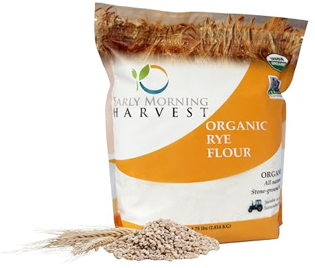 Early Morning Harvest Organic Rye Flour – Made from Organic, Non-GMO Rye – Stone Ground Flour for Bread and Baking, Sourdough Starter, Whole Grain, Certified Organic GMO Free (3.75, Pounds)