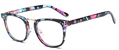 GUKOO Klare Linse Brille Klassisch Damen Fensterglas Ohne Stärke Nerdbrille Metallgestell Brillenfassung mit Nasenpad