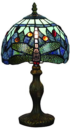 Tokira Lampe de Table Tiffany Libellule Bleu de Mer 8 Pouces, Rétro Vitrail Abat-jour, Lampe Pour le Salon Chambre, Lumières de Restaurant[Sans Ampoule]