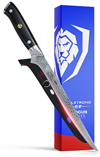 DALSTRONG Boning Knife - 8 inch - Shogun Series ELITE - Damascus AUS-10V Japanese Super Steel - Fillet Knife Gift - Meat Cutting, Carving, Bone, Trimming, Deboning - Black G10 Handle - Sheath Included
