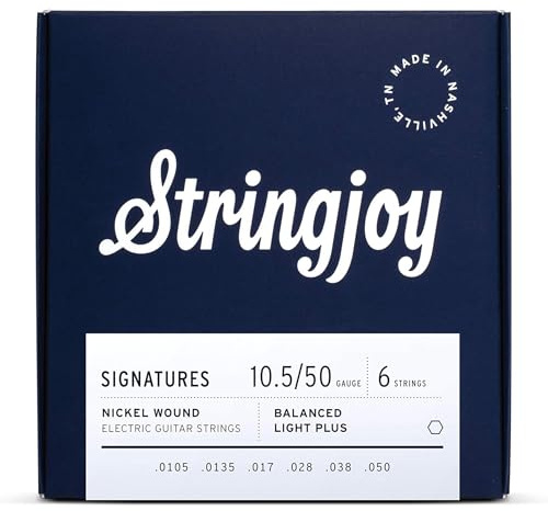 Stringjoy BAL105 Signatures - Corde per chitarra con ferita al nichel, calibro 10,5-50, illuminazione e calibrazione bilanciate, corde per chitarra elettrica per un suono migliore, 6 corde per