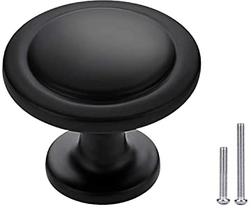 BIGLUFU Runden Schrankknöpfe, 30 Stück Schwarz Möbelknöpfe, 22 * 32mm Messing Schrankgriffe Möbelgriffe mit Schrauben für Kleiderschrank, Kommoden, Schubladen