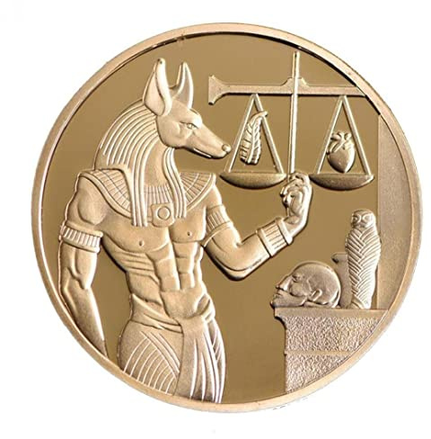 1 Unid Chapado En Oro Egipto Protector Muerte Anubis Copia Copia Monedas Egipcio Monedas Conmemorativas Colección Regalo